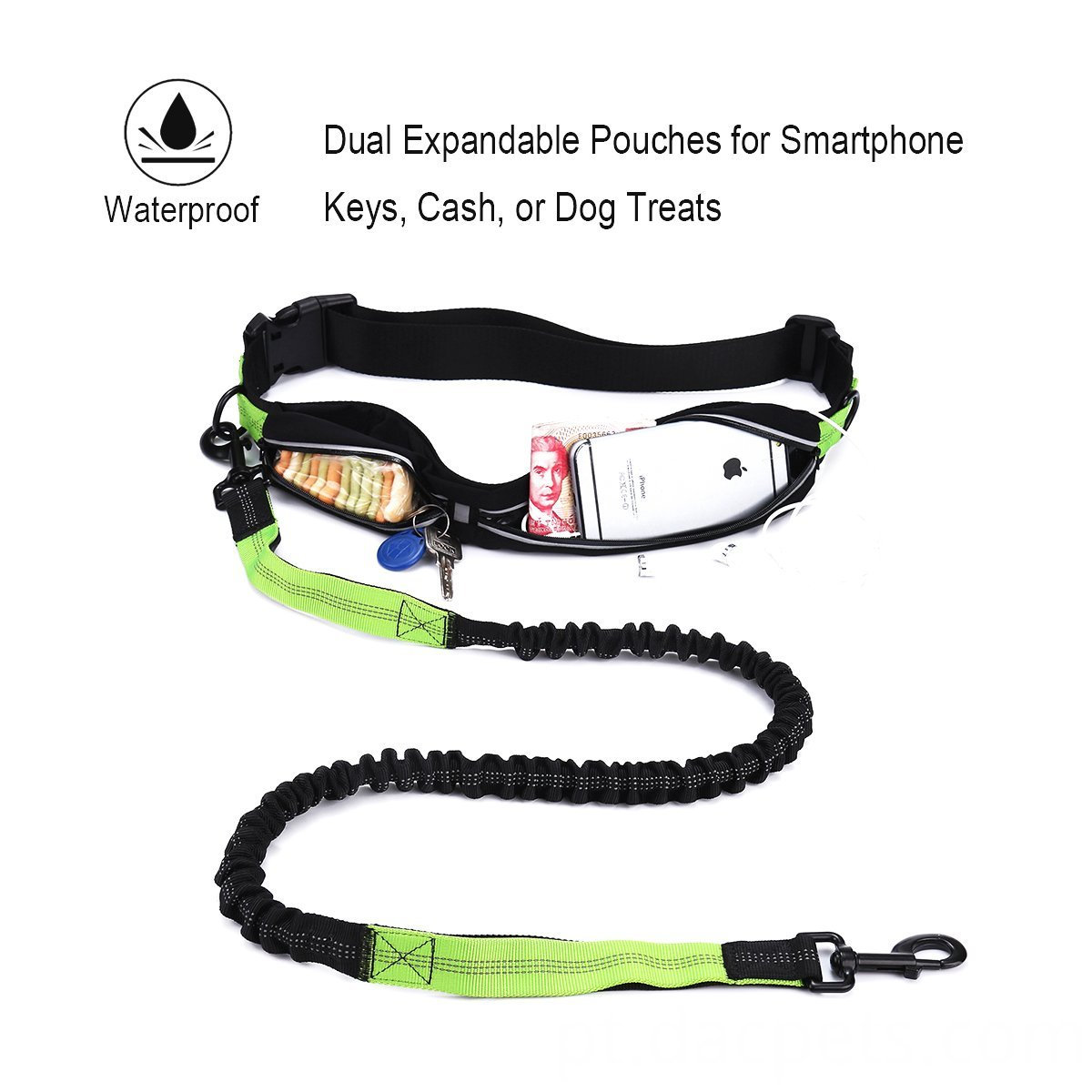 Double Expandable Pounches Dog Leash Dual Expandable Pounches Dog Leash